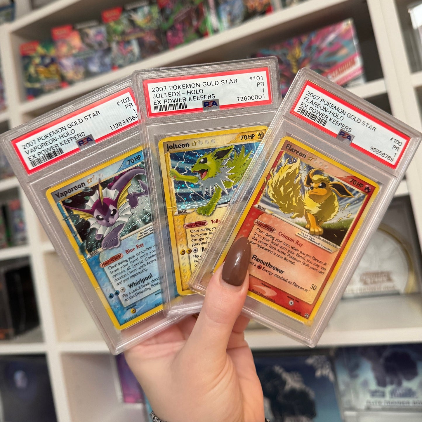 PSA 1 Gold Star Trio: Vaporeon Gold Star, Jolteon Gold Star & Flareon Gold Star