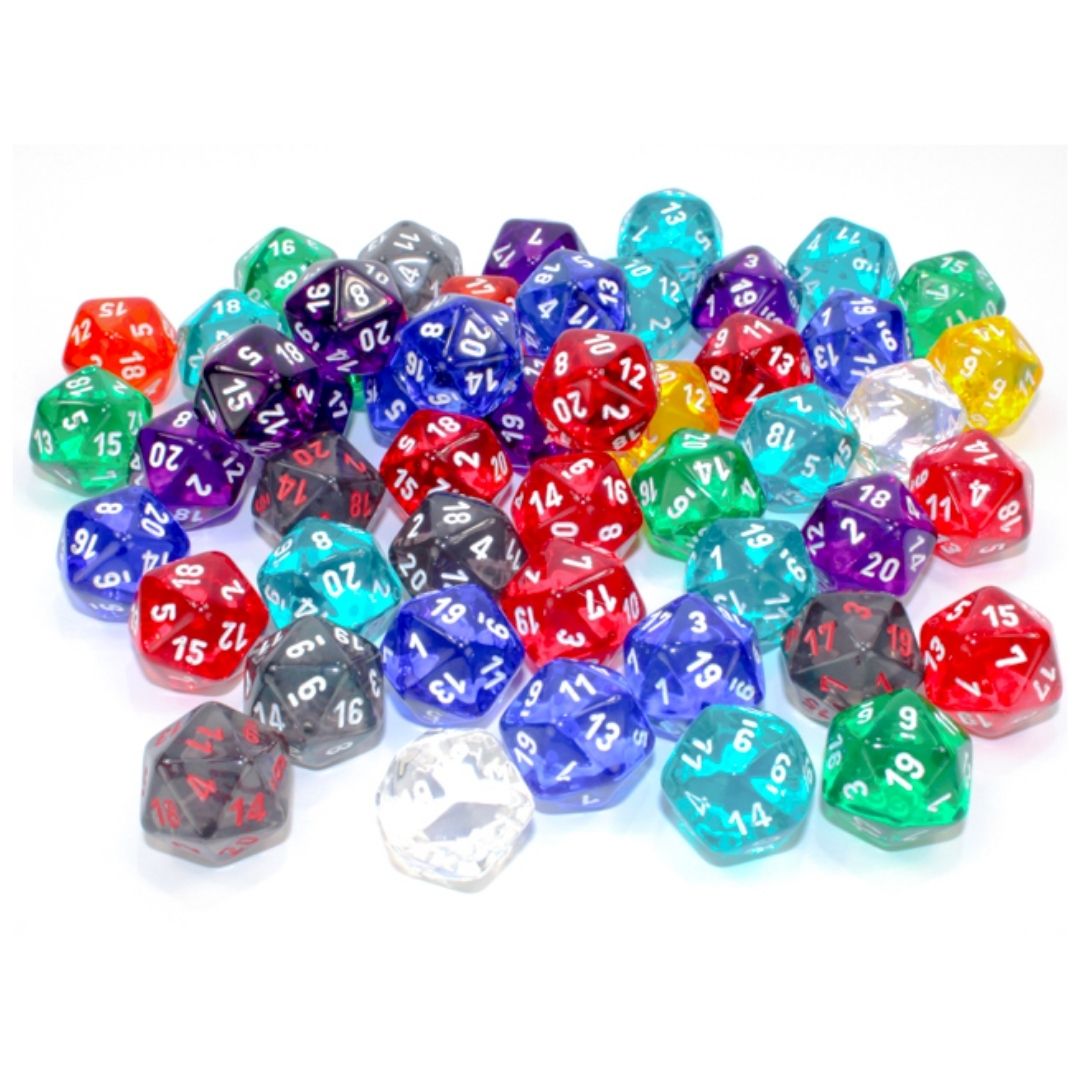 Assorted Loose Translucent Polyhedral d20 Dice (1 stk.)