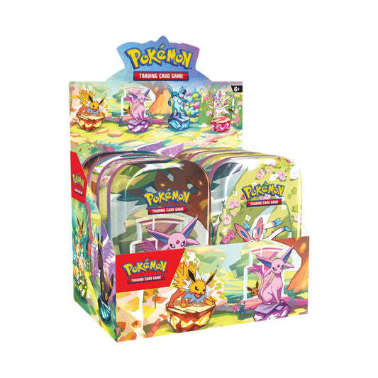 Pokémon TCG: Scarlet & Violet: Prismatic Evolutions Sealed Mini Tin Display - 8 Mini Tins