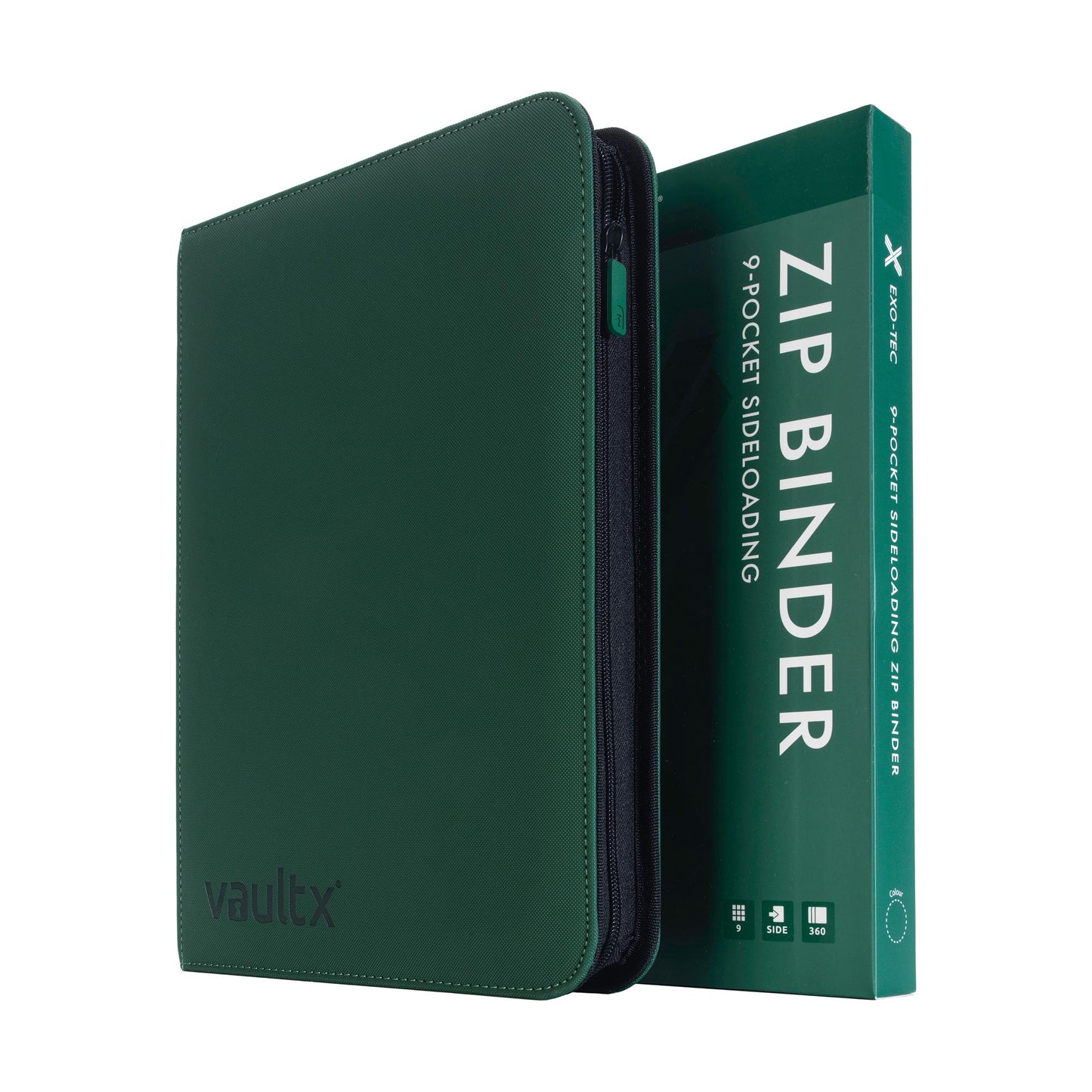 VaultX Exo-Tec Zip Binder - Forest Green (9-Pocket)